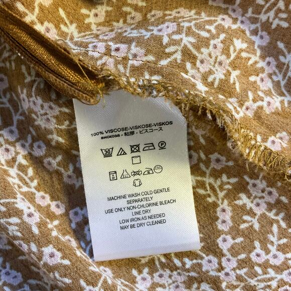 Free People Clara Tunic Mini Dress Neutral Tan Floral Bohemain Wrap Size M - Picture 7 of 10